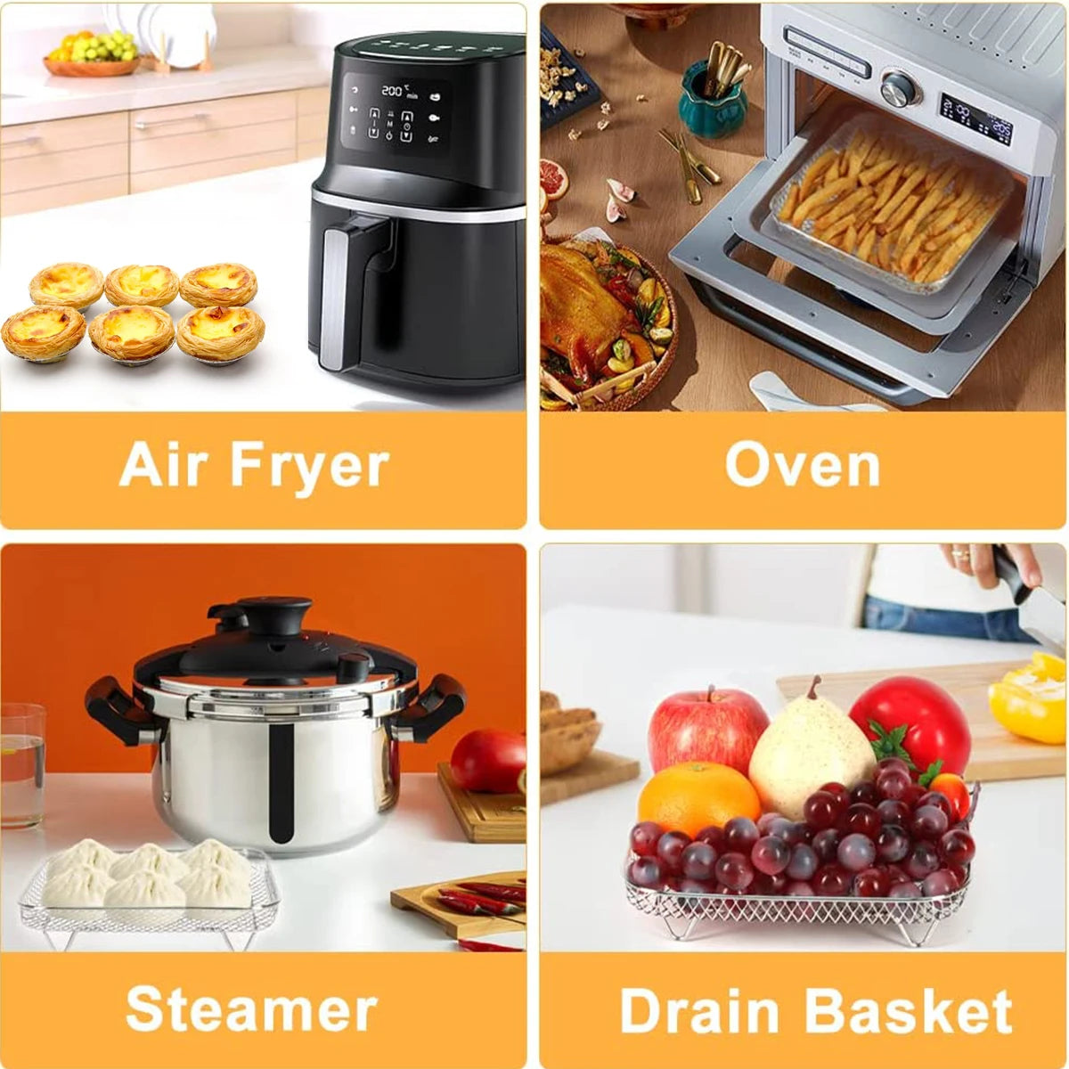 3-Laags RVS Airfryer Rek – Meer Ruimte & Gelijkmatig Bakken