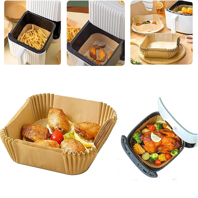 Wegwerp Airfryer Bakpapier (50 stuks) – Minder Vet, Minder Schoonmaak