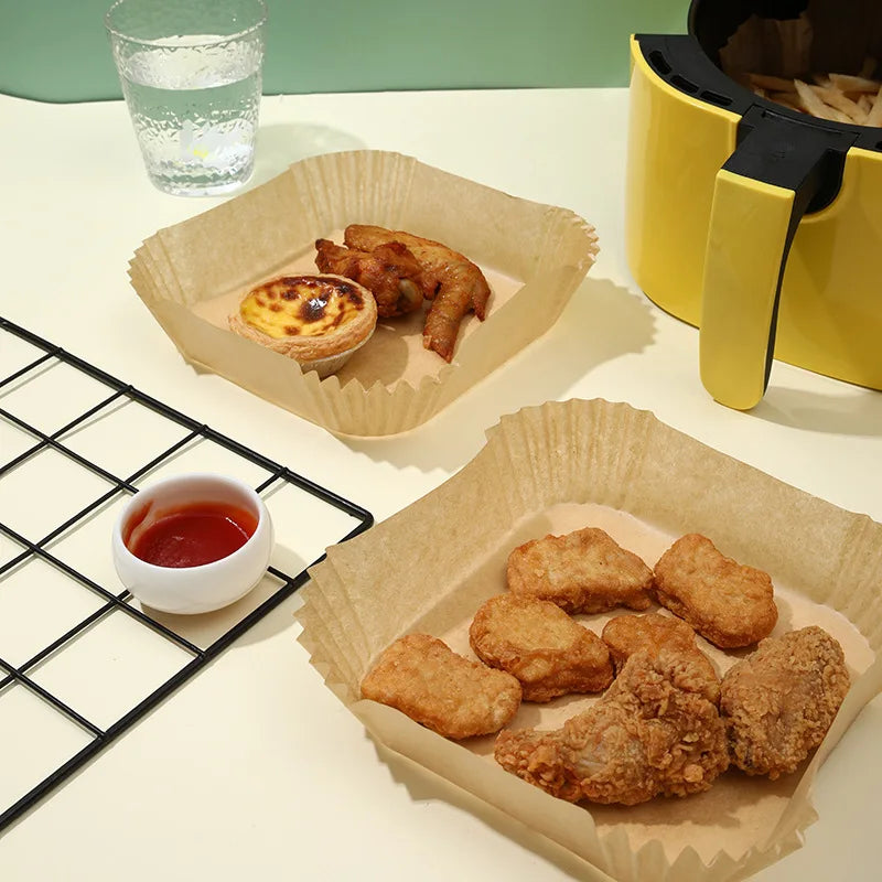Wegwerp Airfryer Bakpapier (50 stuks) – Minder Vet, Minder Schoonmaak